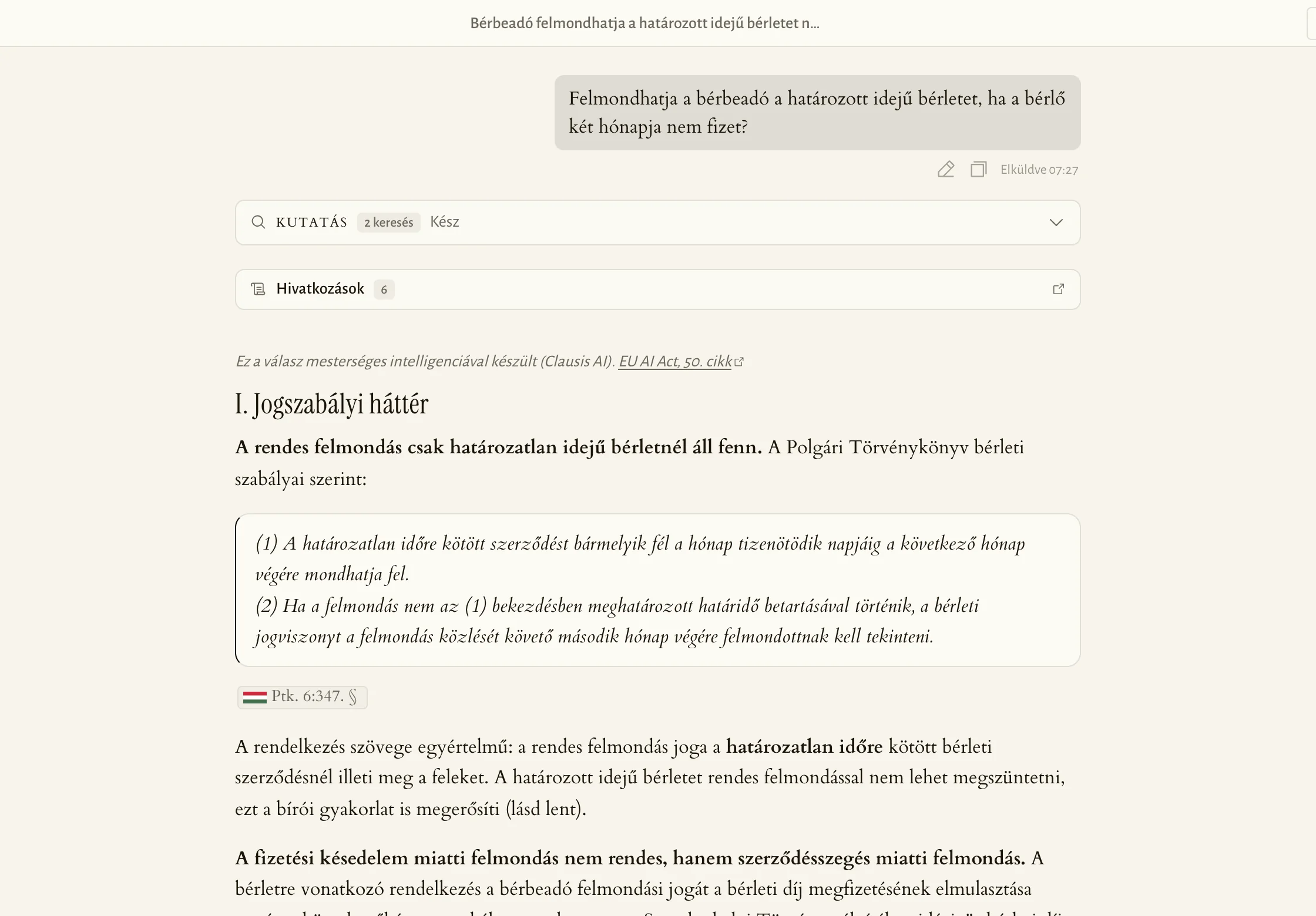 Felmondhatja a bérbeadó a határozott idejű bérletet, ha a bérlő két hónapja nem fizet?